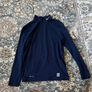 Nike Navy Blue Dri-FIT Mock Neck Long Sleeve Top